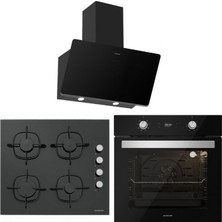 Silverline Siyah Cam Ankastre Set (BO6504B01 + CS5335B01 + 3457)