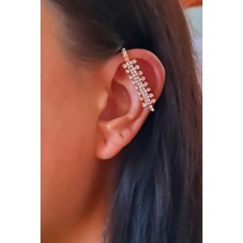 Liveyn Design Sıralı Taşlı Geçmeli Kıkırdak Küpe