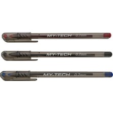 Pensan My-Tech 2240 Tükenmez Kalem 0.7mm - Mavi-Siyah-Kırmızı Toplam 3 Adet