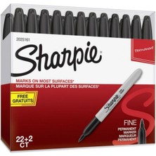 Sharpie Fine Permanent Markör 1741831 Siyah 22+2 Hediyeli  Toplam 24 Adet - Her Yüzeye Uygulanabilir