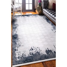 Vivaldi Home Zara 1007 Mavi Çerçeveli Modern Akrilik Yumuşak Dokuma Salon Mutfak Oturma Yatak Odası Halısı