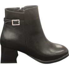 Ventes 120861Z Küt Burun Fermuarlı Tokalı 6 cm Kalın Topuk Günlük Şık Kadın Bot