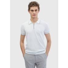 Ramsey Beyaz Polo Yaka %100 Pamuk Triko