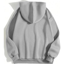Velmora Fashion Erkek Düz Kapüşonlu Sweat - Boyalı Gri -Vlmr