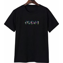 Velmora Fashion Anneler Gününe Özel Tasarım Mom Çiçek Baskılı T-Shirt - Siyah -Vlmr