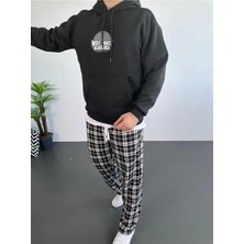 Velmora Fashion Erkek Sırt Baskılı Kapüşonlu Üç Iplik Oversize Sweatshirt - Siyah -Vlmr