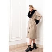 MissVina Celeste Premium Peluş Detaylı Kaşe Palto 2610