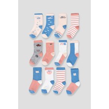 Defne Baby 12 Çift Pamuklu Kız Çocuk ve Bebek Soket Çorap