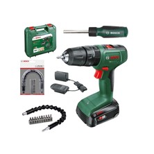 Bosch Easyımpact 18V-40 Darbeli Akülü Vidalama (Tek) Batarya 2 Ah , Bosch Esnek Bükülebilir Vidalama Seti 30 cm 10 Parça ve Tornavida