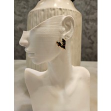 Alya's Aksesuar 1 Çift Leopar Desenli Kalp Küpe