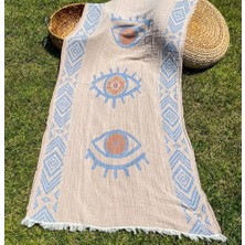 Bidoluraf 90X180 Çift Taraflı 3 Kat Müslin Göz Desenli Kilim Motifli P