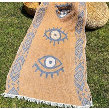 Bidoluraf 90X180 Çift Taraflı 3 Kat Müslin Göz Desenli Kilim Motifli P