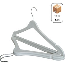 Huub Hanger Collection 12 Adet Ahşap Görünümlü Askı, Plastik Askı, Elbise Askısı, Kıyafet Askısı, Kancalı Askı