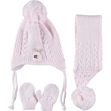 Buqete Kız Bebek Şapka-Atkı-Eldiven 3’lü Takım