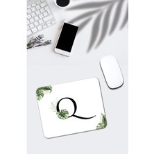 Tropik Desenli Q Harfli Dikdörtgen Mouse Pad
