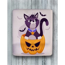 Hallowen Cat Oval Bilek Destekli Mouse Pad