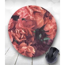 Gül Baskılı Oval Bilek Destekli Mouse Pad