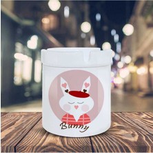 Pembe Yanaklı Tavşan Baskılı Küllük Seramik Kül TABLASI-302156