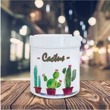 Cactus Yazılı Bitki Çiçek Baskılı Küllük Kül Tablası -2011407