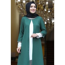 Amine Hüma Taş Işlemeli Ceket Zümrüt