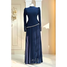 Amine Hüma Efsun Abiye Elbise Lacivert