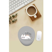 Sıkılmış Kedi Desenli Bilek Destekli Mouse Pad