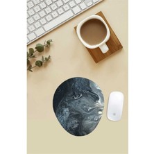 Mavi Mermer Desenli Bilek Destekli Mouse Pad