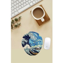 Van Gogh Starry Night The Great Wave Kanagawa Desenli Bilek Destekli Mouse Pad
