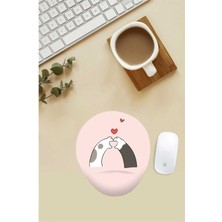 Kalp Yapan Kedi Patileri Desenli Bilek Destekli Mouse Pad