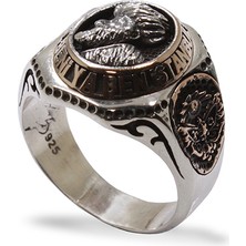 Besen Gümüş Osmanlı Tuğralı Fetih Yüzüğü Gümüş Erkek Yüzük