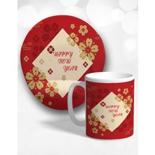 Iyi Yıllar Oval Bilek Destekli Mouse Pad ve Kupa Bardak Seti