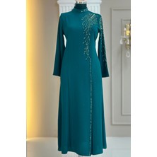 Amine Hüma Elisa Abiye Elbise Petrol