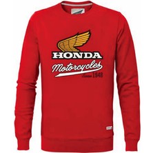 Honda Bisiklet Yaka Kırmızı Sweatshirt - Hnda Sağlam