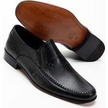 Dilimler Ayakkabı Kösele Hakiki Deri Siyah Erkek Klasik Ayakkabı Biyeli Yüzlü