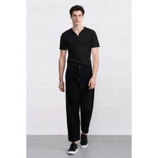 DeFacto %100 Pamuk Skater Fit Geniş Kalıp Yüksek Bel Geniş Paça Siyah Jean Pantolon F3926AX25SM