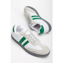 Dilimler Ayakkabı Erkek Spor Ayakkabı Yeşil Beyaz Samba Model Ince Taban Bağcıklı