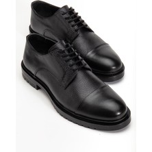 Dilimler Ayakkabı Hakiki Deri Siyah Erkek Klasik Ayakkabı Termo Taban Bağlı Maskeletli