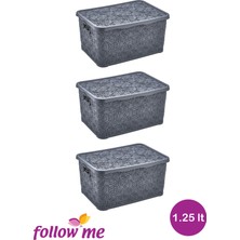 Follow Me Nakış Çok Amaçlı Kutu 1.25LT (Gri)(3 Adet)