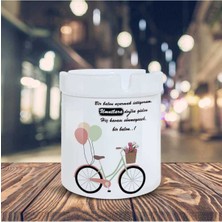 Renkli Balonlu Bisiklet Baskılı Küllük Seramik Kül TABLASI-3625