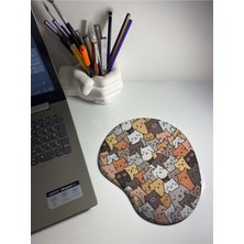 Kediler Desenli Bilek Destekli Mouse Pad