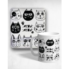 Meow Bilek Destekli Mouse Pad ve Kupa Bardak Seti