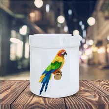 Renkli Tüylü Papağan Baskılı Küllük Seramik Kül TABLASI-2036