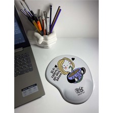 Kahvekolik Kız Baskılı Bilek Destekli Mouse Pad