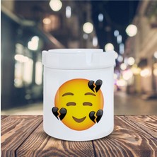 Beyaz Emoji Küllük Kırık Kalpli Gülen Yüz Baskılı Kül Tablası K-178