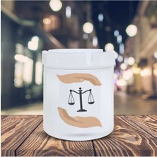 Adalet Simgesi Terazi Baskılı Küllük Seramik Kül TABLASI-08881