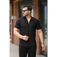 Moderie Butik Erkek Kısa Kollu Çizgili Gömlek