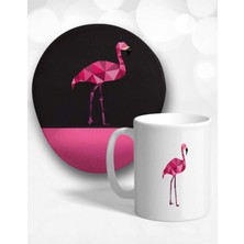 Pink Flamingo Oval Bilek Destekli Mouse Pad ve Kupa Bardak Seti