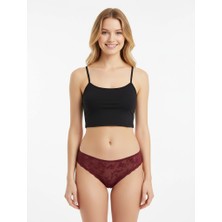 Bonbon Kadın Dantelli Bordo Renk Slip Külot BB2028