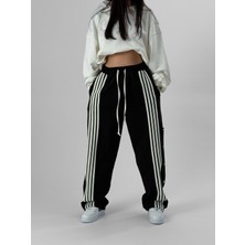 Cocopelli Kadın Şeritli Siyah Baggy Pantolon COC1078