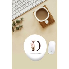 Çiçekli D Harfi Desenli Bilek Destekli Mouse Pad